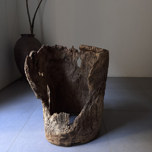 古旧老木枯木摆件侘寂风枯木桶朽木老木头装饰收藏艺术空间2621