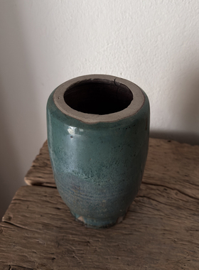 古旧老绿釉陶瓷花瓶收藏摆件装饰包老老物件古董陶罐摆件251013