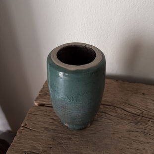 古旧老绿釉陶瓷花瓶收藏摆件装饰包老老物件古董陶罐摆件251013