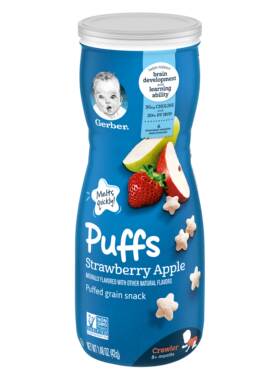 【婴幼儿零食】Gerber嘉宝星星泡芙宝宝零食辅食饼干多种口味罐装