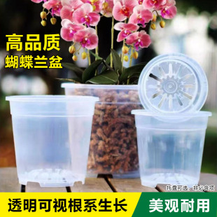 特惠送底网托盘透明花盆可视花盆蝴蝶兰君子兰兰花盆透气盆圆形盆