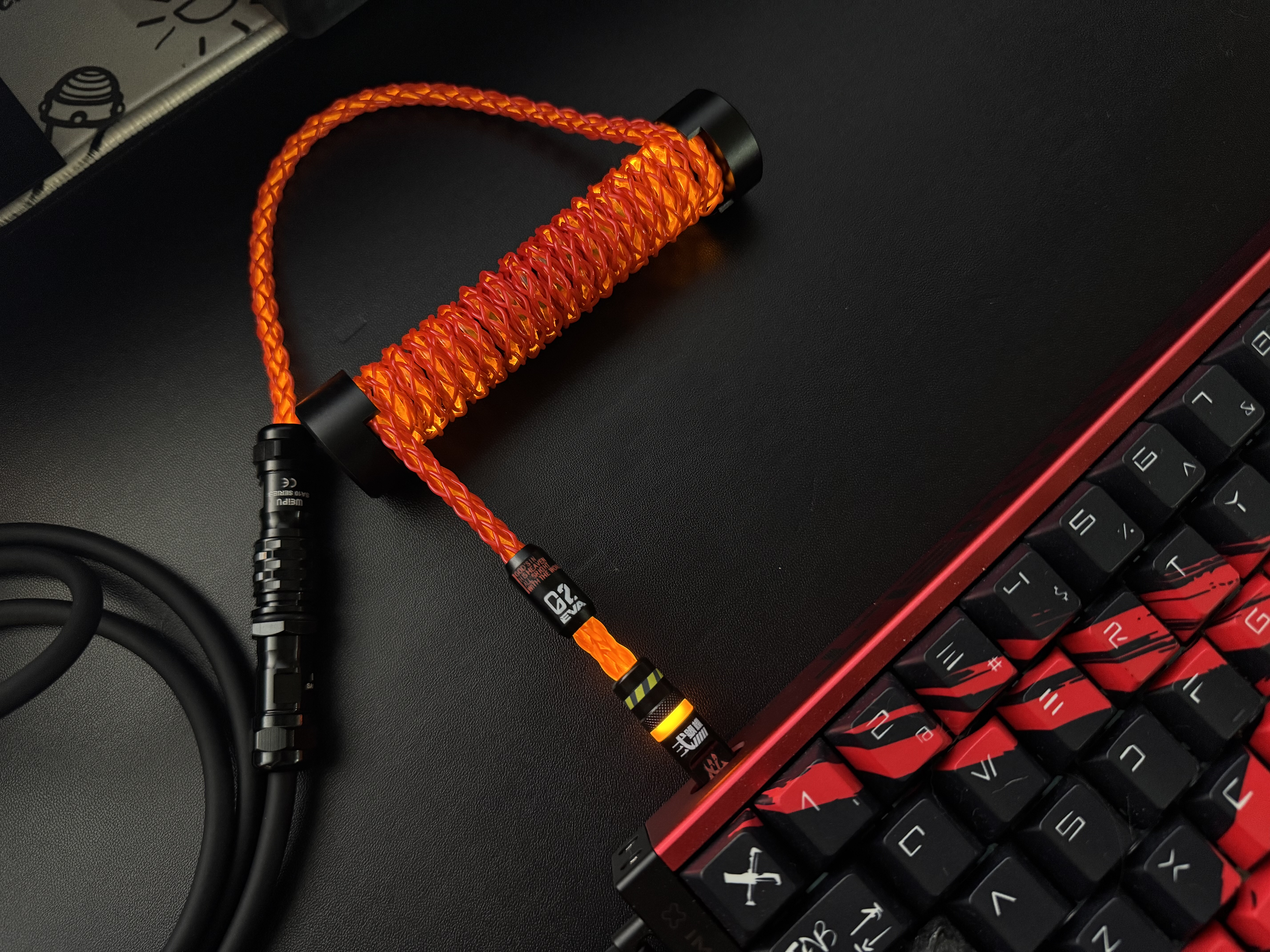 EVA二号机明日香配色客制化高端8k单晶铜发光航插线支持所有键盘