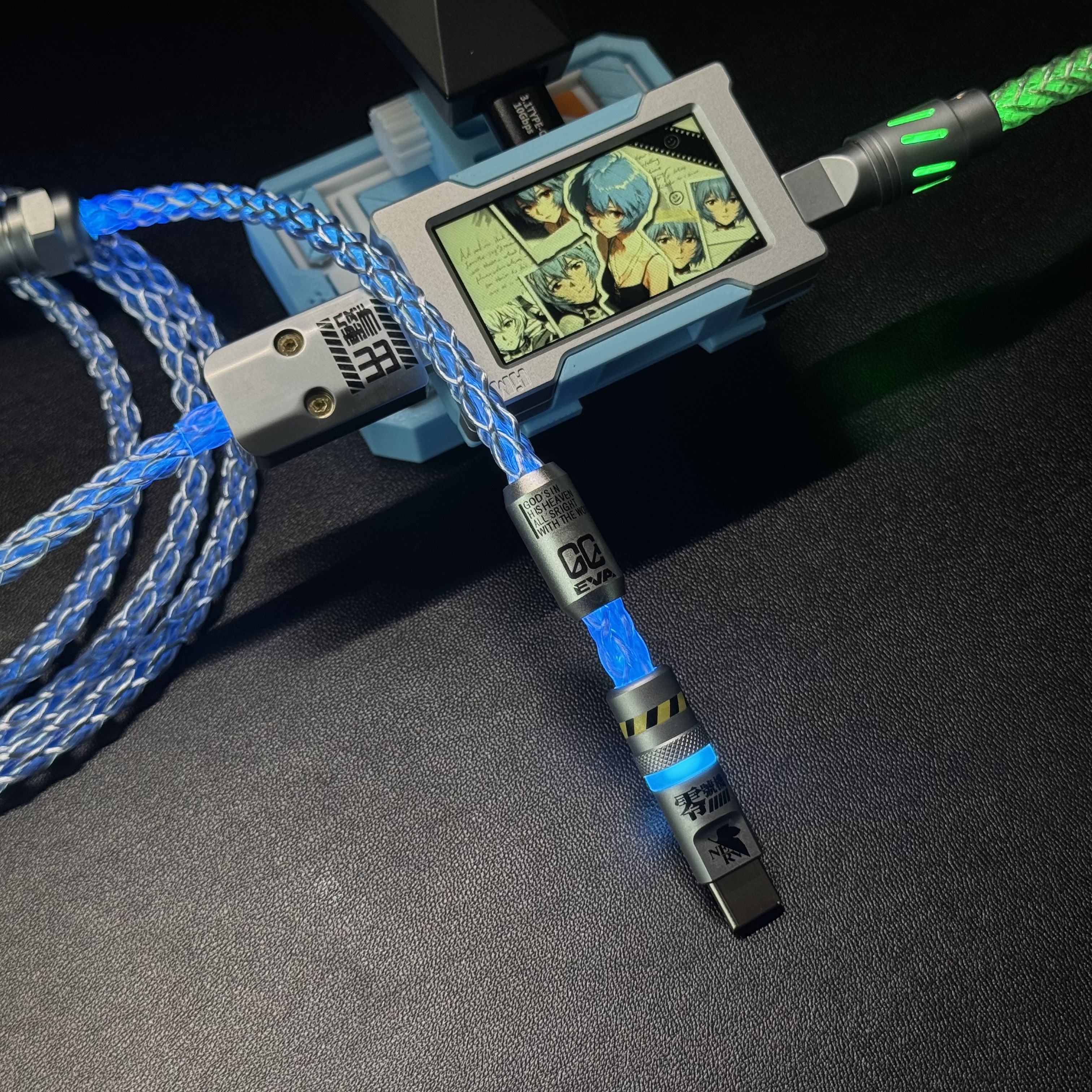 EVA零号机绫波丽配色客制化发光航插线单晶铜键盘线8k磁轴键盘线