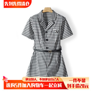 夏西裝 100元 領通勤單排扣高腰闊腿連體短褲 子女735 5件
