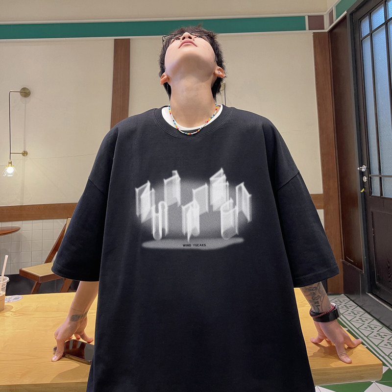 2025夏装新款美式情侣字母圆领短袖T恤纯棉A025-T7587-P25控38,男装T恤,电商A025