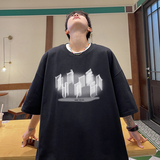 2025夏装新款美式情侣字母圆领短袖T恤纯棉A025-T7587-P25控38，男装T恤，电商A025