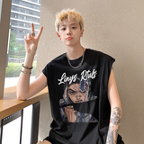 @2025夏装热血男孩高街背心休闲无袖t恤坎肩A025-B323-P25控38，男装背心/马甲，电商A025