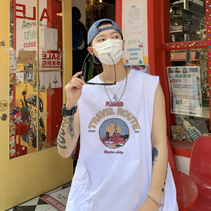 @2025夏装远航旅行字母背心休闲无袖t恤坎肩 A025-B308-P25 控38图片