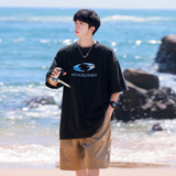 2025夏装重磅美式水洗做旧小众烫银短袖t恤A025-S1010-P35控48，男装T恤，电商A025