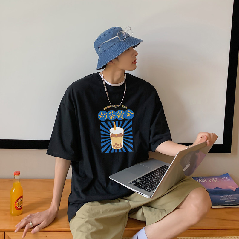 2026夏装新款创意图案圆领短袖T恤情侣大码A025-T7312-P25控38,男装T恤,电商A025