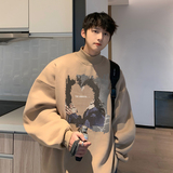 *50棉加绒*2025冬装美式高街加绒半高领卫衣A025-W987-P50控68，男装卫衣，电商A025