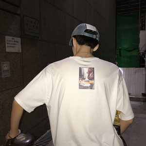2026夏装宽松字母人物头像印花圆领短袖T恤 A025-T83-P35 45图片