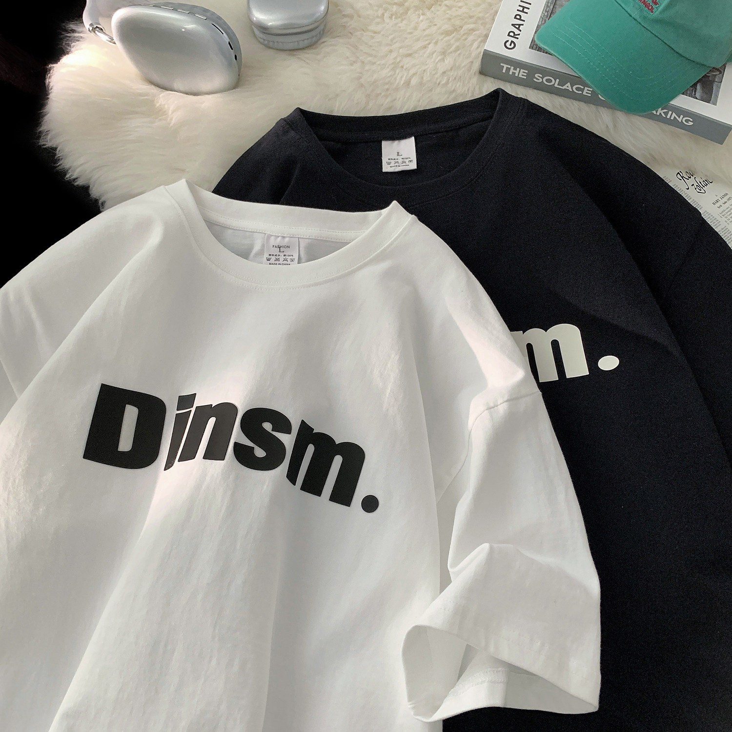 T恤男夏季字母印花重磅宽松纯棉短袖2025新款美式潮牌休闲百搭T恤，男装T恤，电商A025