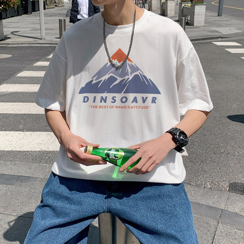 2026夏装新款创意山峰大码圆领短袖T恤情侣 A025-T7196-P25 控38图片