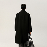 2025秋冬黑色高级感毛呢大衣过膝中长款呢子风衣A025-F003-P128，男装风衣，电商A025