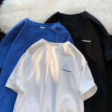 2026夏新款简约小字母宽松圆领短袖T恤平铺A025-T7379-P25控38，男装T恤，电商A025