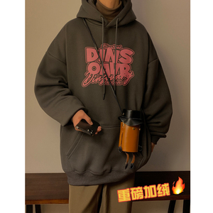 重磅加绒加厚 直播品质 2025冬装街头字母印花连帽卫衣 W572-P60图片