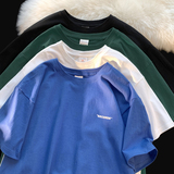 2026夏新款简约小字母宽松圆领短袖T恤平铺A025-T7379-P25控38，男装T恤，电商A025