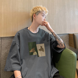 @2025夏季新款动物痞帅纯棉宽松圆领短袖T恤A025-T7565-P25控38，男装T恤，电商A025