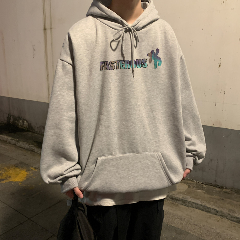 原创款2026春装字母小熊ins连帽卫衣大码帽衫A025-W167-P50控68,男装卫衣,电商A025