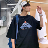 2026夏装新款字母山峰宽松圆领短袖T恤情侣A025-T7196-P25控38，男装T恤，电商A025