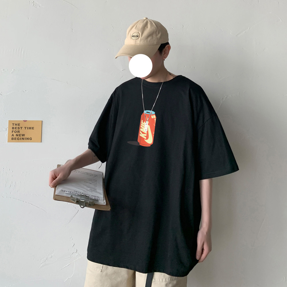 2026夏装新款ins风可乐图案宽松大码圆领短袖T恤A025-T7178-P20,男装T恤,电商A025