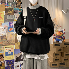 Winter new letter loose Plush high collar sweater with lapel