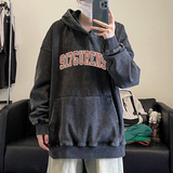 S1503A-P68控88加绒782023美式红色字母水洗做旧连帽卫衣，男装卫衣，电商A025
