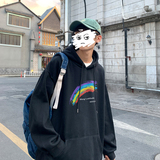 2026秋冬新款嘻哈彩虹宽松连帽大码加绒卫衣A025-W153-P50控68，男装卫衣，电商A025