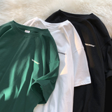 2026夏新款简约小字母宽松圆领短袖T恤平铺A025-T7379-P25控38，男装T恤，电商A025