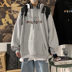 2026冬款卡通小人字母宽松连帽加绒大码卫衣 A025-W128-P50 控68图片