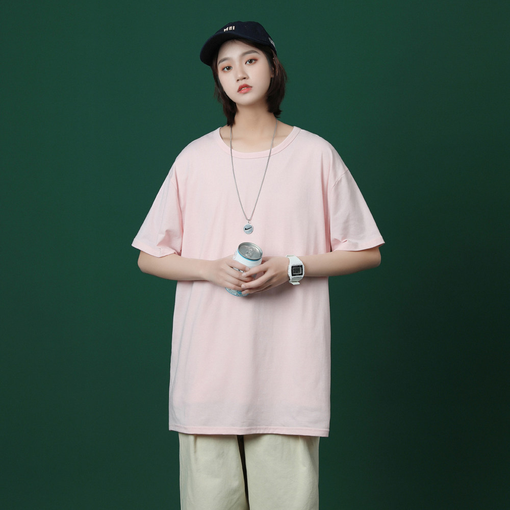 2026夏装新款百搭小清新纯色圆领短袖T恤中性情侣风A025-T33-P12，男装T恤，电商A025