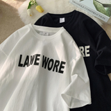 高克重2025夏美式硅胶字母情侣学生短袖T恤A025-T7570-P25控38，男装T恤，电商A025