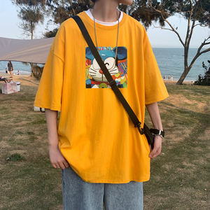 2026夏装新款卡通图案宽松大码圆领短袖T恤情侣潮 A025-T7301-P25图片