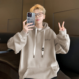 W655A-P50控68现货2025春装简约字母宽松连帽卫衣外套大码，男装卫衣，电商A025