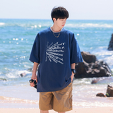 2025夏装美式潮牌重磅字母圆领短袖T恤纯棉A025-T7578-P25控38，男装T恤，电商A025
