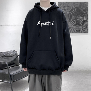 2026冬装新款ins风字母宽松连帽加绒卫衣大码 A025-W138-P50 控68图片
