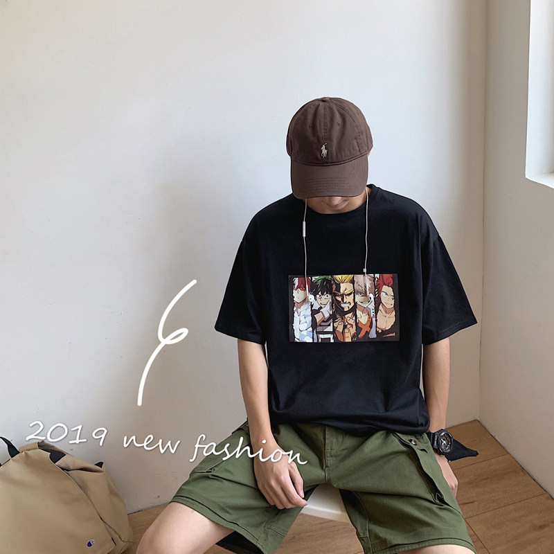 2026夏装热卖款动漫人物宽松圆领短袖T恤大码A025-T756-P30控39,男装T恤,电商A025