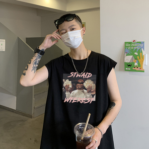 2026夏嘻哈黑人印花背心宽松运动坎肩无袖t恤 A025-B302-P25 控38图片