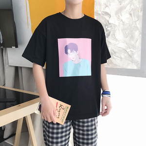2026夏季小情新人物头像印花圆领短袖T恤 A025-T183-P35 45图片
