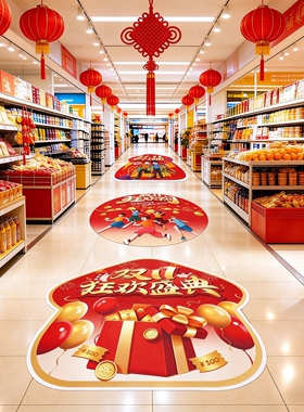 双十一地贴装饰双11商场超市店铺氛围布置遮丑防水耐磨自粘地贴纸
