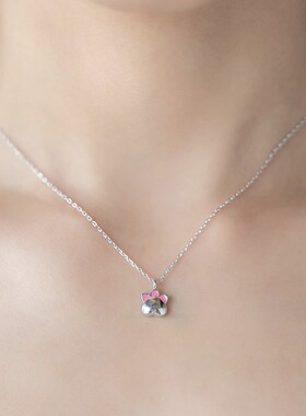 小众礼物光面珐琅釉猫爪项链纯银