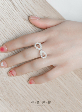 弥音原作女S925弹力珍珠戒指