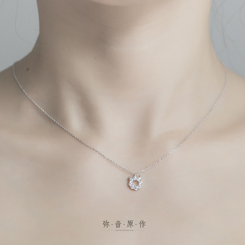 弥音原作  小牛角项链s925纯银锁骨链简约学生饰品吊坠送牛年礼物