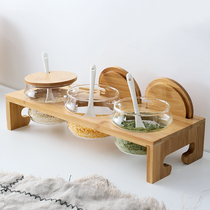 Seasoning box, creative glass, European style seasoning box, bottle, seasoning tank, bottle, salt tank, three piece set of kitchen utensils