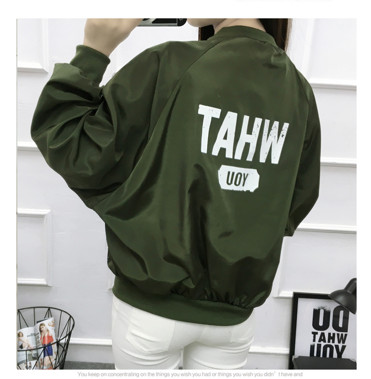 Real shooting spring and autumn big size Baseball Jacket trend loose thin student print Jacket Small Coat