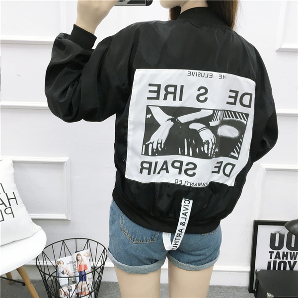 Autumn new Korean Jacket Women's loose BF Harajuku jacket short long sleeve versatile student baseball suit