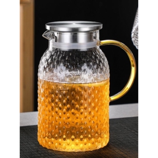 茶壶大容量5升加厚耐热玻璃凉水壶锤纹防爆壶家用待客多用泡茶壶
