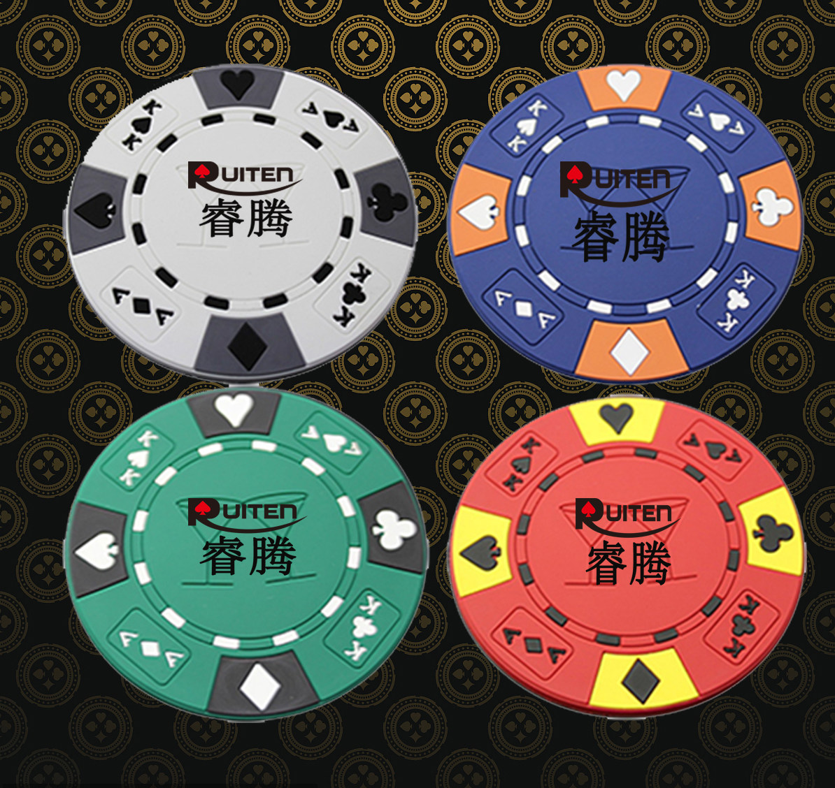软胶杯垫 扑克杯垫德州扑克风格防滑杯垫 德州杯垫4片/套,运动/瑜伽/健身/球迷用品,筹码,淘宝优惠券,粉丝福利购,淘宝优惠卷