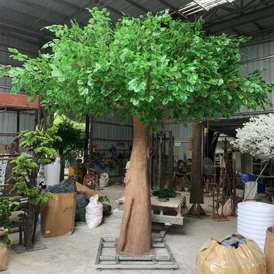 室内美陈造景玻璃钢假树仿真银杏树胡杨树舞台橱窗道具大树定制